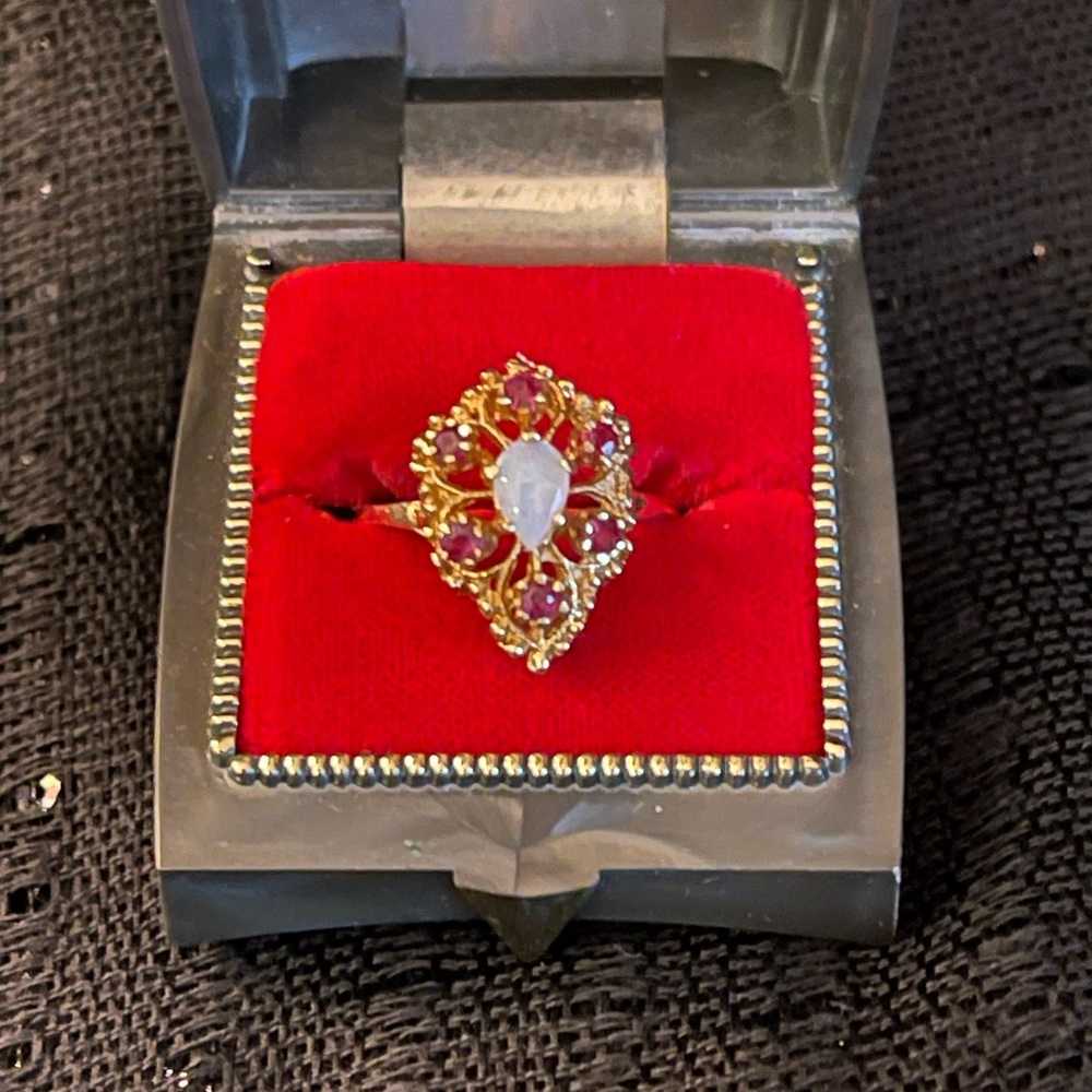 Opal And Ruby Ring 14 Karat Gold - image 1